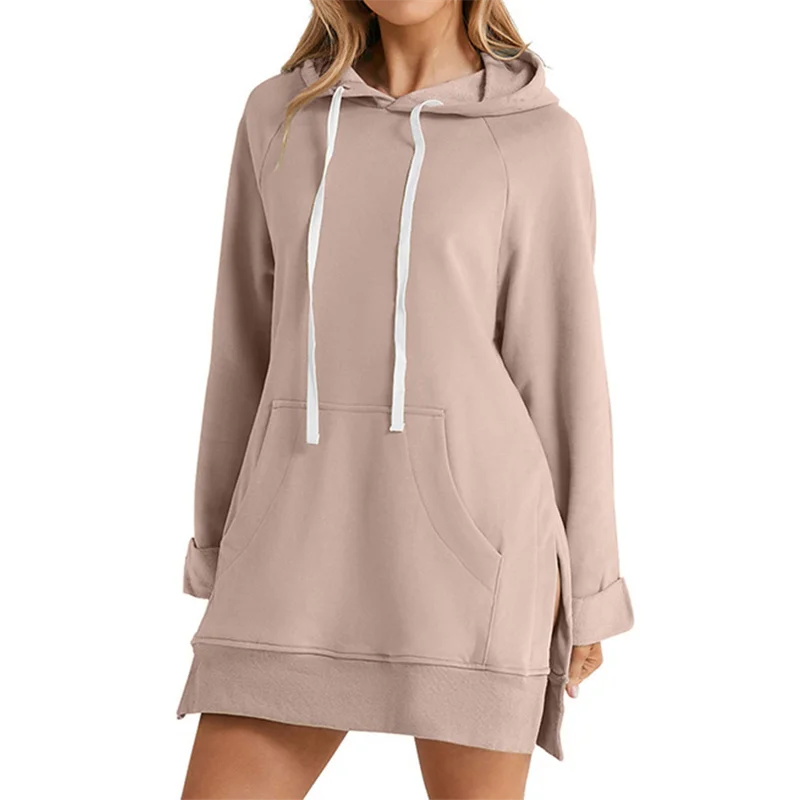 Hooded Slit Hem Hoodie Dress