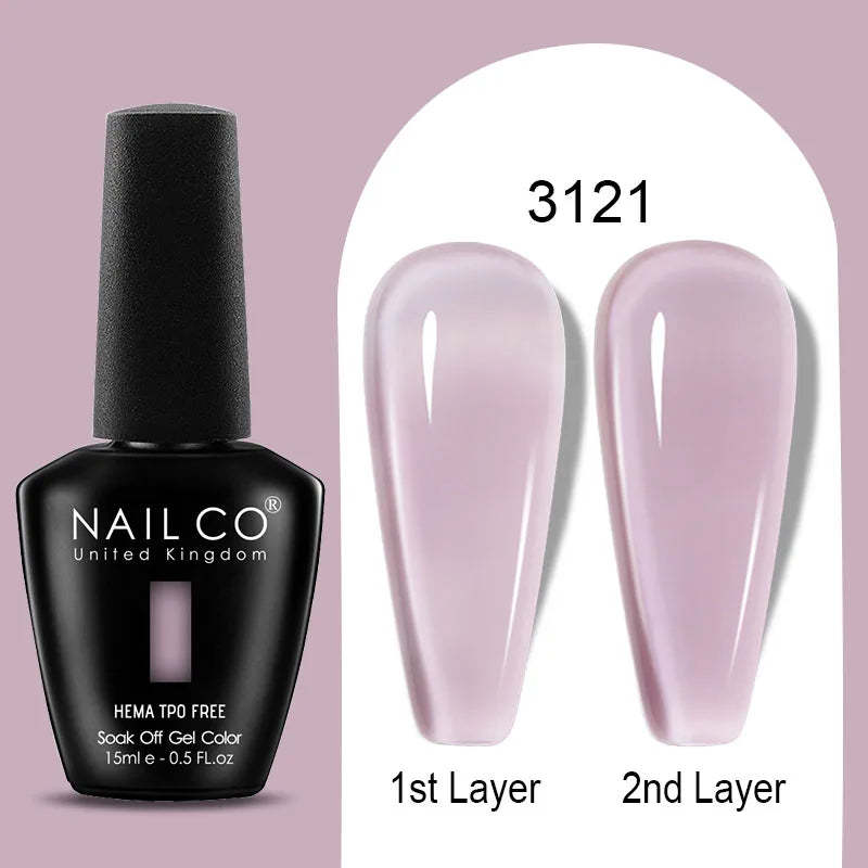NAILCO 15ml Colorful Jelly Gel Nail Polish Gorgeous Color HEMA TPO FREE Soak Off UV LED Semi Permanent Long Wear Gel Varnish