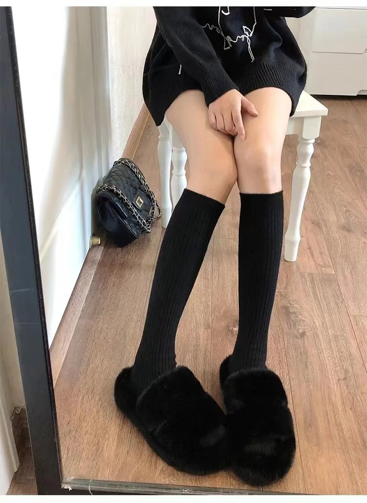 Ribbed Knee Warm Socks