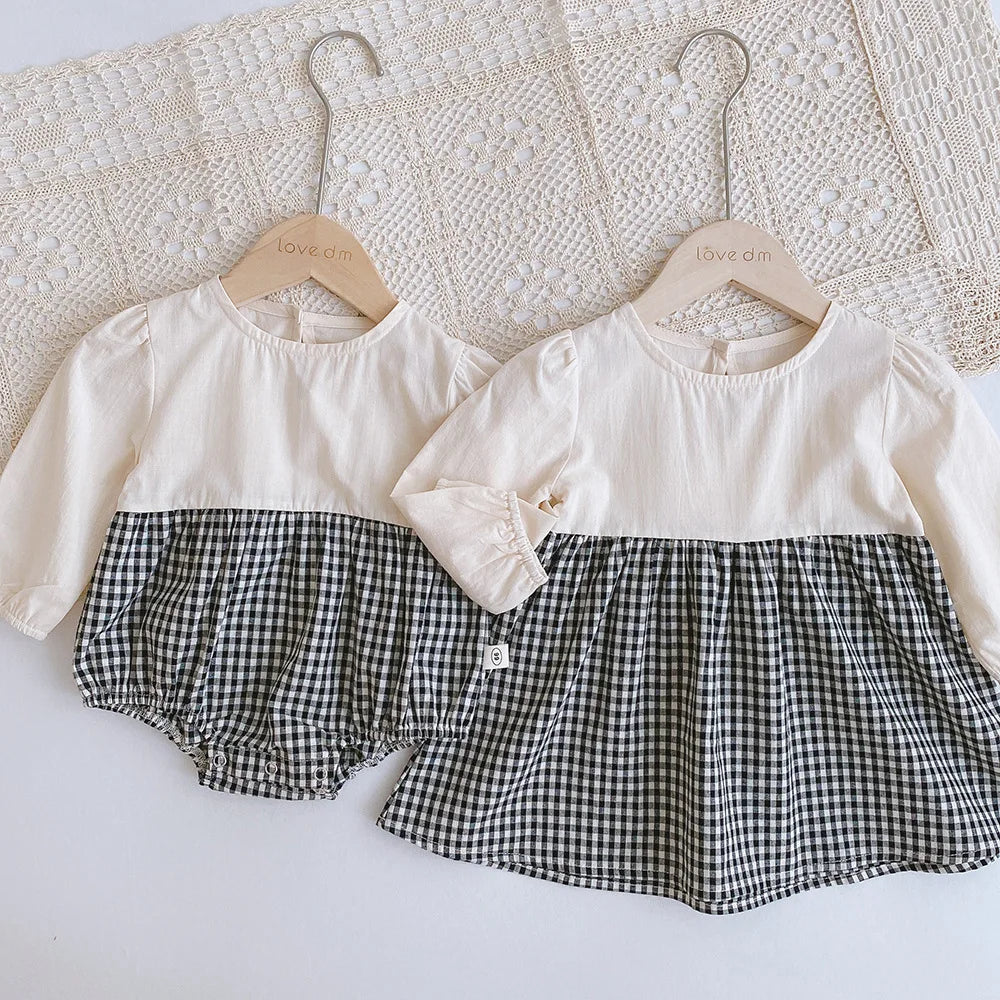 Plaid Baby A-Line Dress Suit