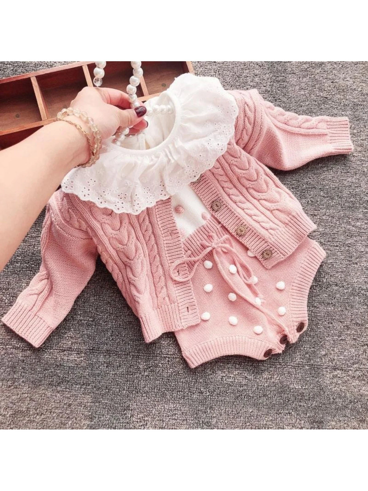 Striped Knit Baby Girl Romper