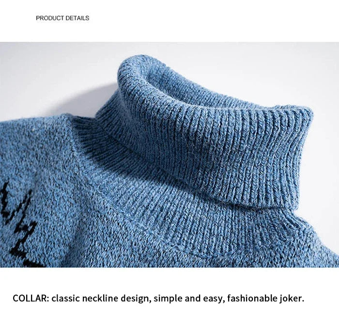 Shark Sweater Men Winter Cartoon Harajuku Korean Y2k Oversized Turtleneck Hip Hop Loose Knit Jumper Pullover High Collar Sweater