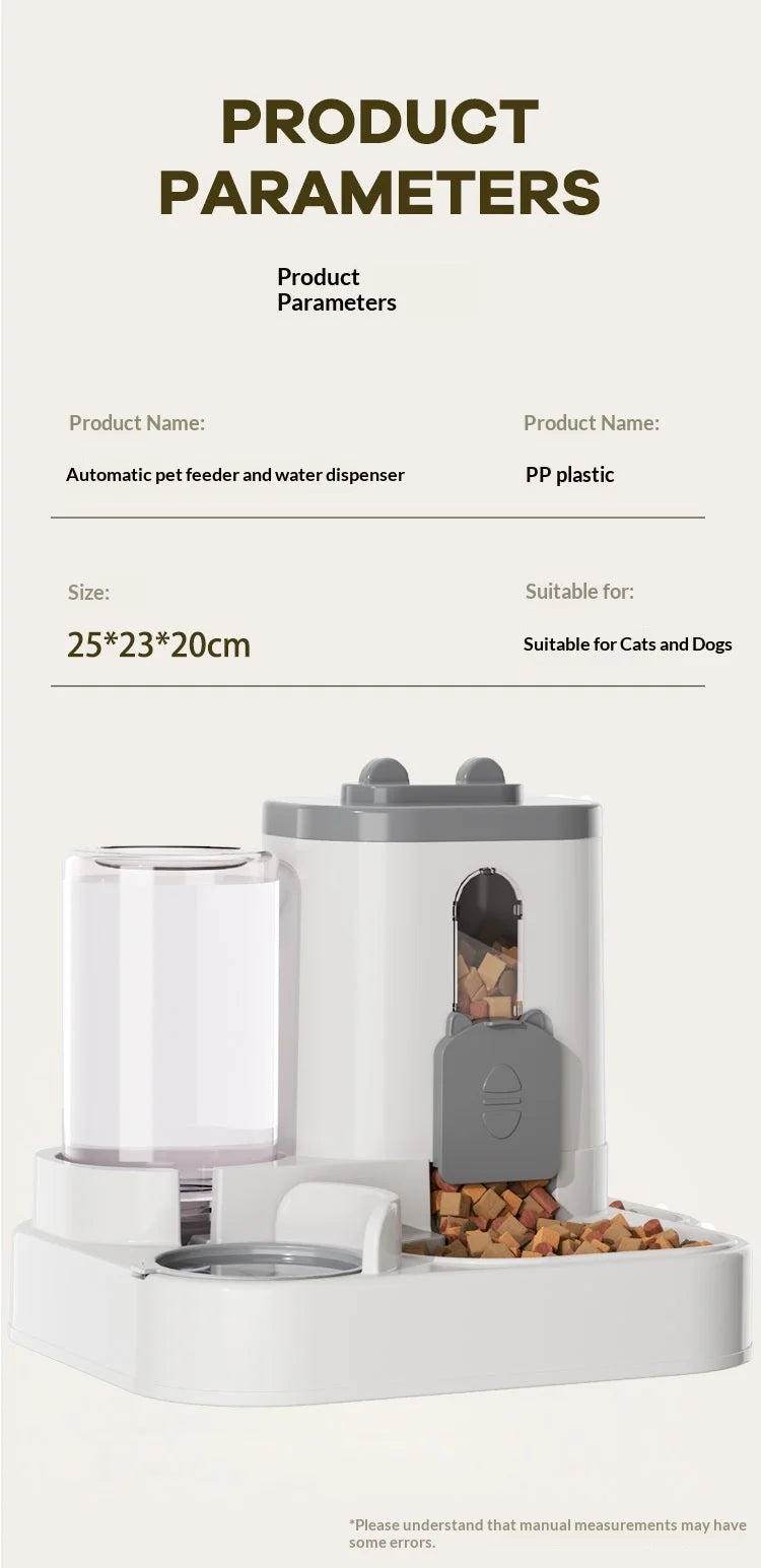 Automatic Pet Feeder and Water Dispenser All in One Large Capacity Gravity Dog Cat Bowl Smart Food Water Bowl for Pets