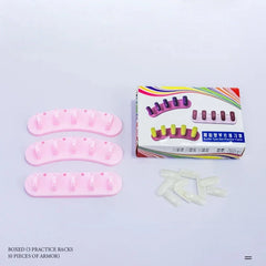 Nail Art Tools Combo - Curved & Straight Nail Tips Holders with Display Stand for Nail Art Students
