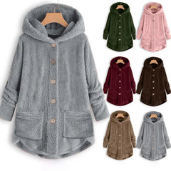 Plush Asymmetric Winter Casual Coat