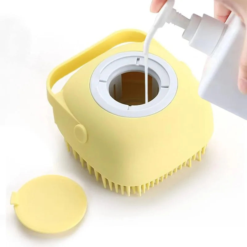 Blue Yellow Shampoo Dispenser Brush