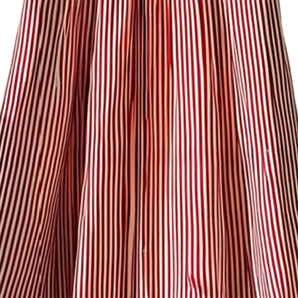 Skirts Spring Summer Retro Vintage French Stripes Midi High Waist A-Line Dating Skirts 2025 for Women