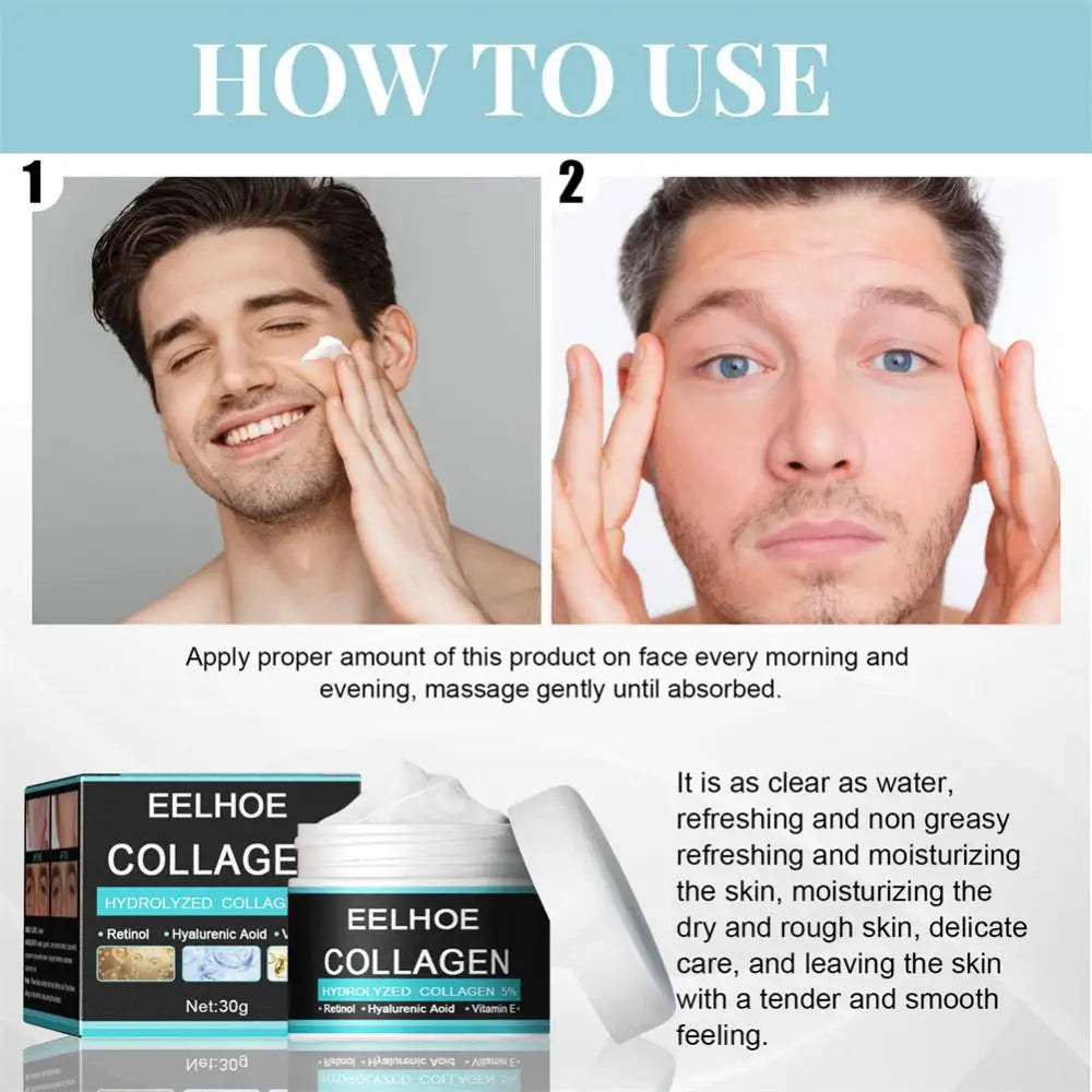 Collagen Creams For Men Improve Skin Quality Face Cream Firming Moisturizing Hyaluronic Acid Cream Facial Skin Care