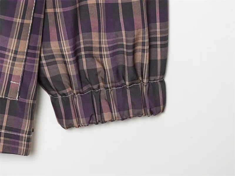 Women's Coat 2026 New Autumn Gray Plaid Long Sleeve Loose Drawstring Decorative Coat Casual Fashion Personal Ladies Outerwear
