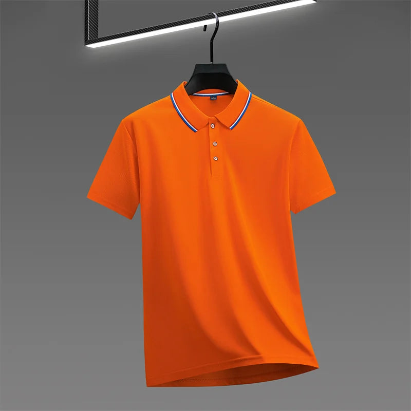 Men's Casual Solid Color Short Sleeve Polo Shirt  Summer Fashionable Comfortable Versatile Top for Men