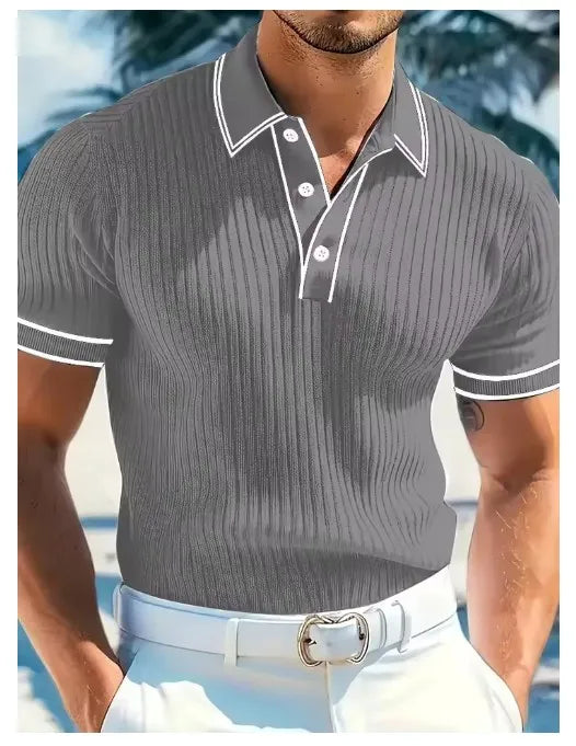 Men's Summer New Short-sleeved Lapel Casual Business Dress POLO Breathable Beach Sports Top