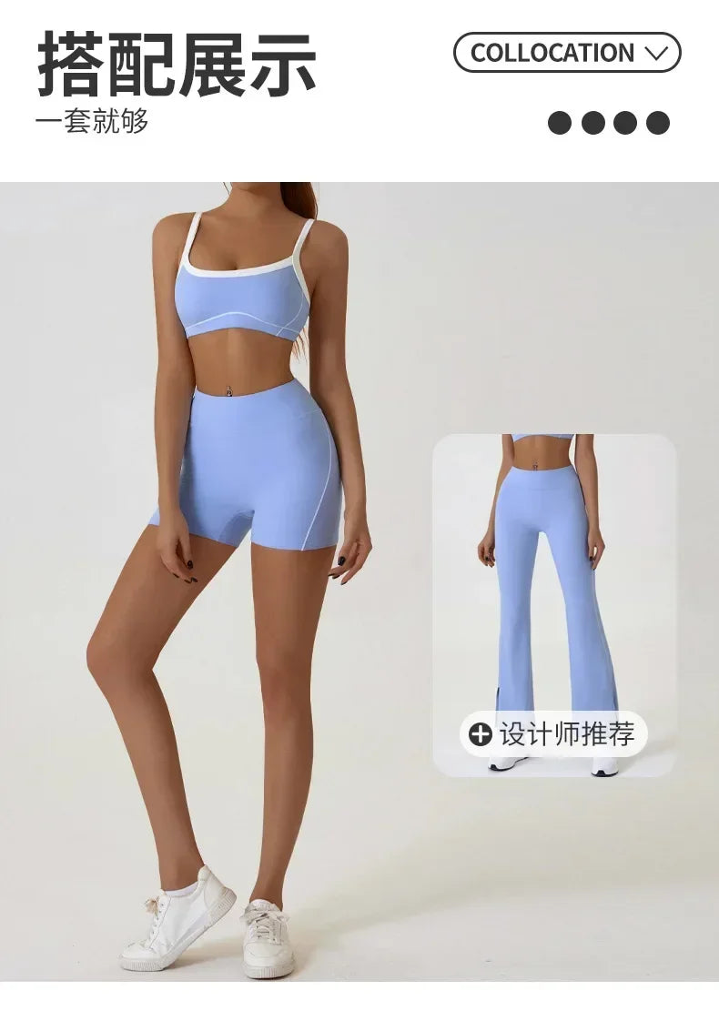 Woman Yoga Sport Outfit for Fitness Two Pieces Short Pant Sets Suits Tracksuit Sportswear Woman Gym Yoga Workout Clothes