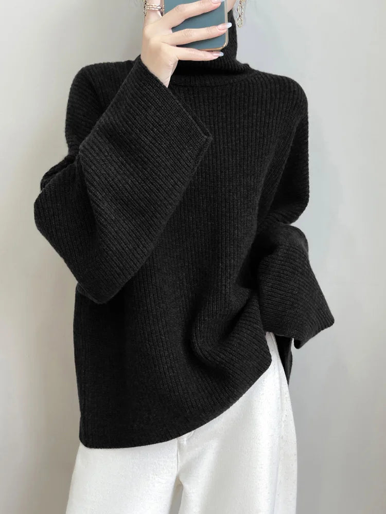 Elegant Merino Turtleneck Knit Sweater