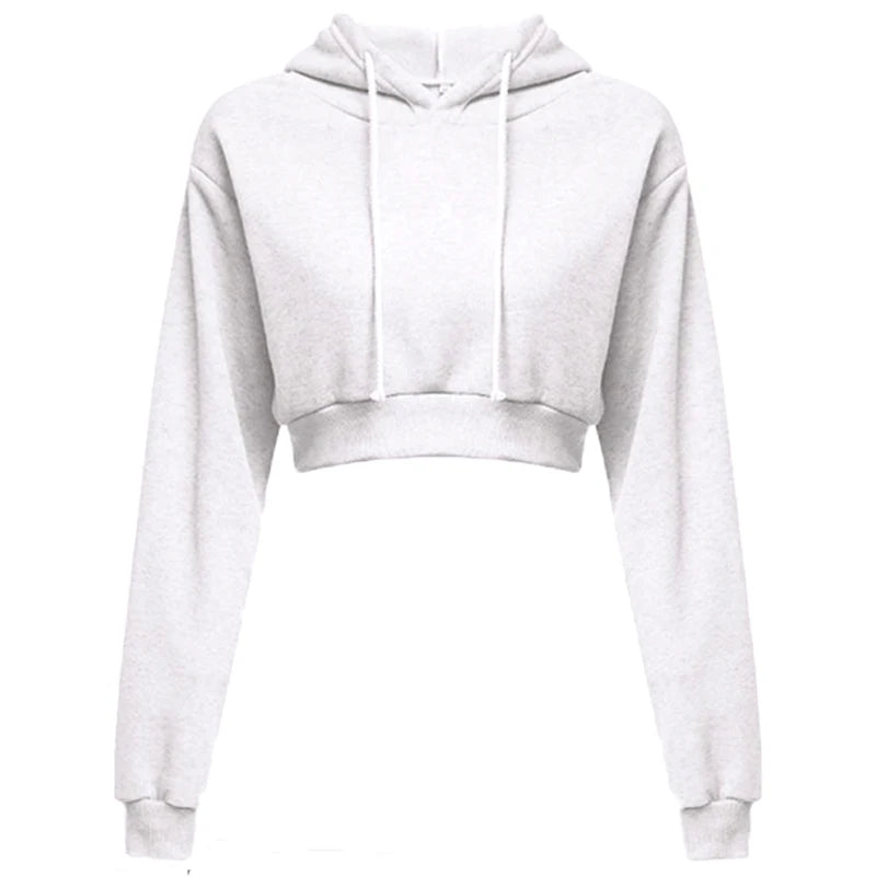 Cropped Hooded Pullover Sweatshirt Women