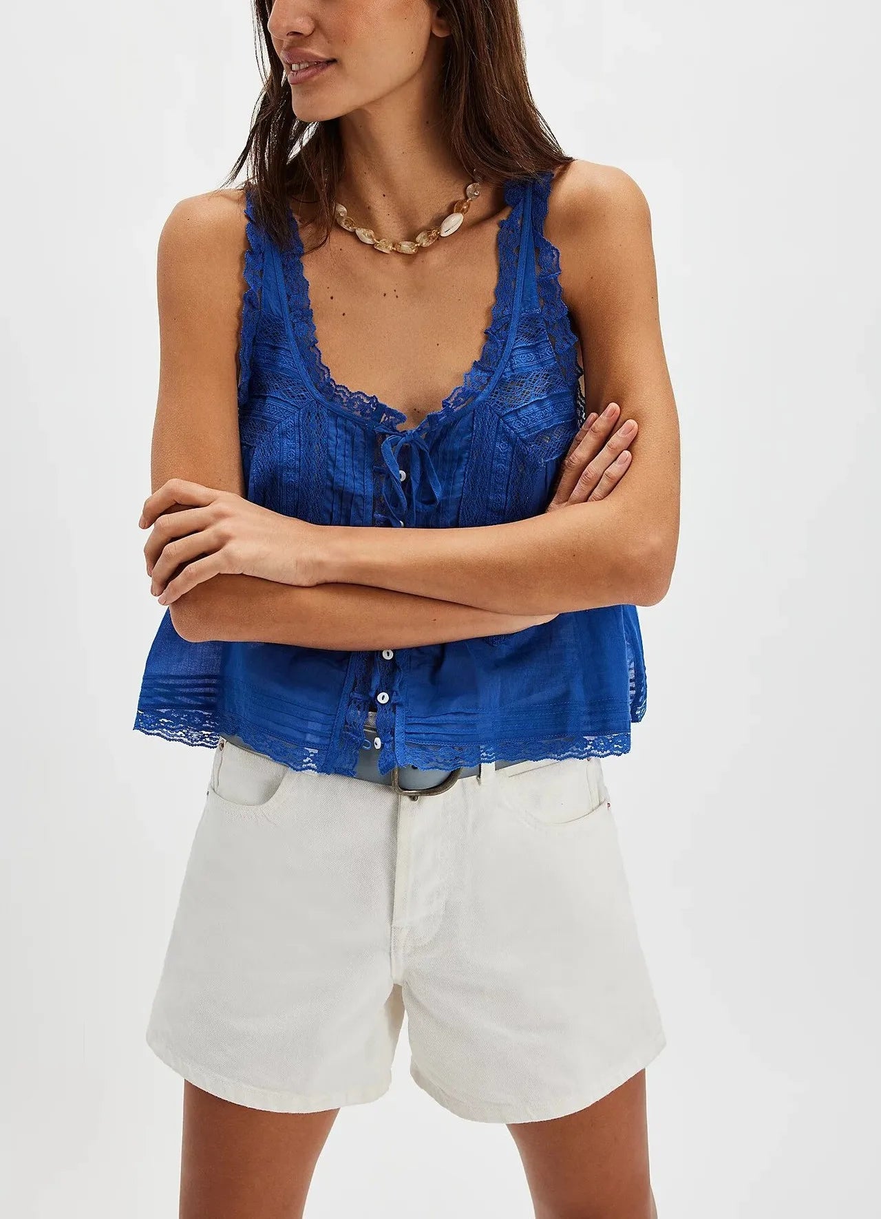 Sleeveless Tank Tops for Women Blouses Summer Boho Beach Wear 100%Cotton Splicing Lace Shirts Loose Casual Ladies Blusas Camis