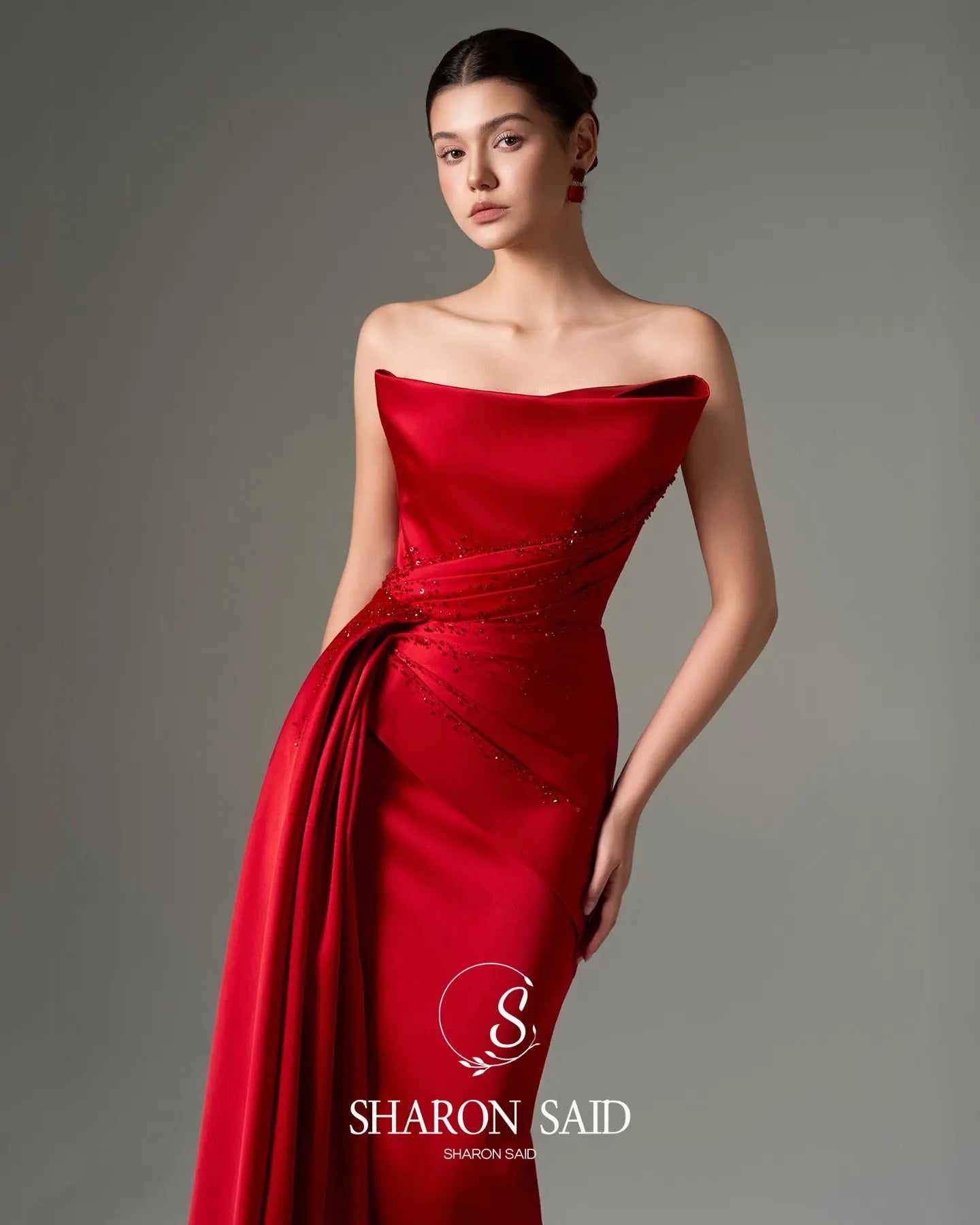 Strapless Satin Mermaid Evening Gown