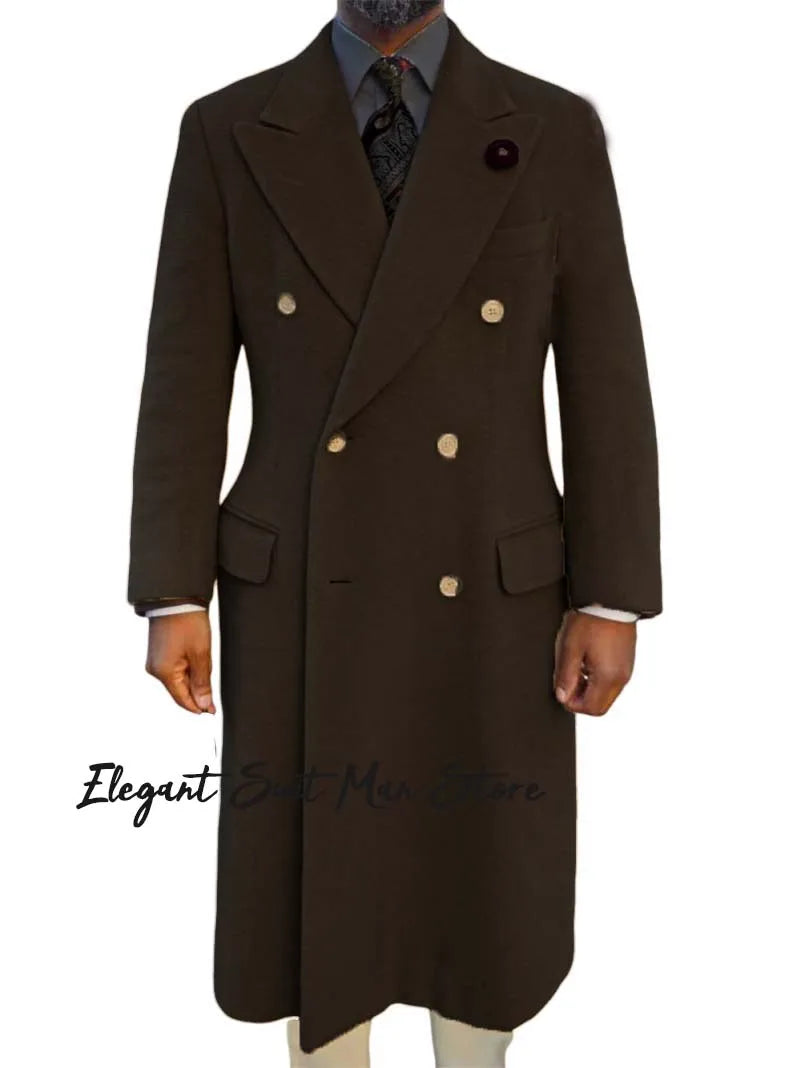 Double Breasted Peak Lapel Overcoat