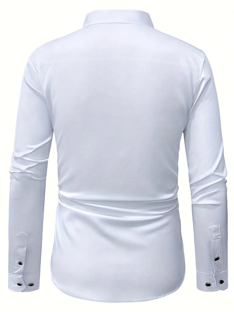 Patchwork Elastic Business Casual Shirt