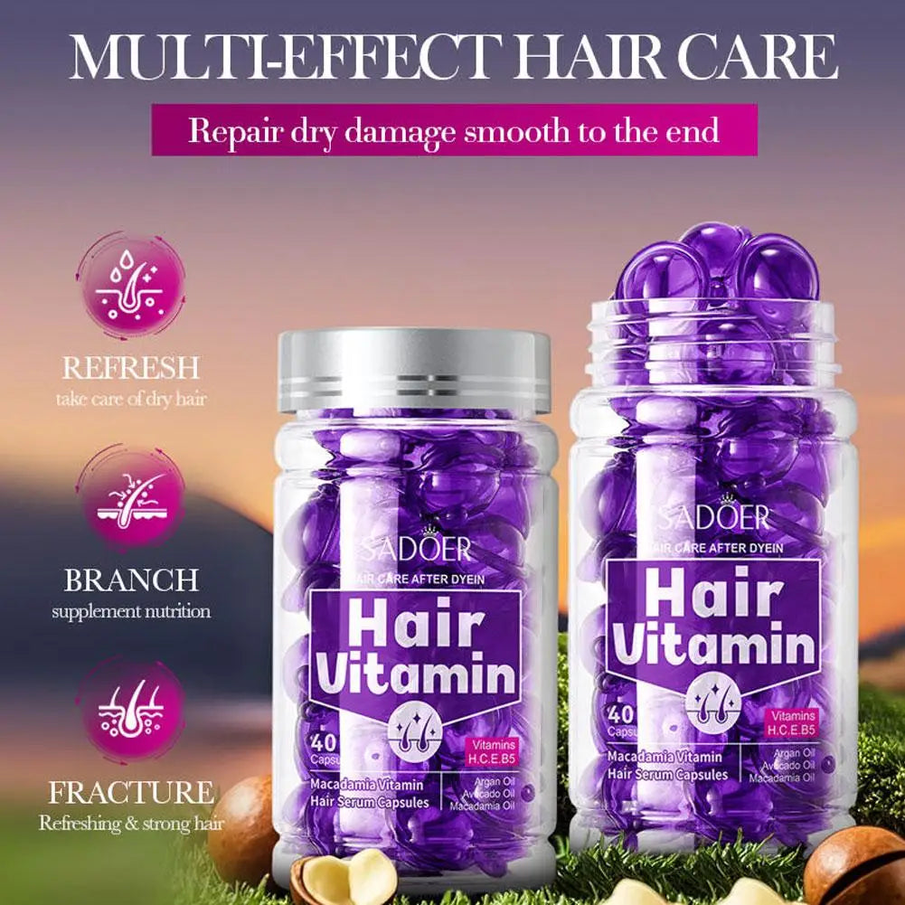 Hair Care Essence Capsules Bee-Infused For Women & Men Hair Care Oil Smooth Repair Damaged Hair Treatment Serum,Vitamin A,E,H,B5