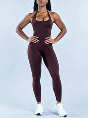 Women Yoga Set Seamless Sports Halter Neck Top Waist Trainer Leggings Suit Squat Proof Butt Lifting Workout Fitness Gym Clothing