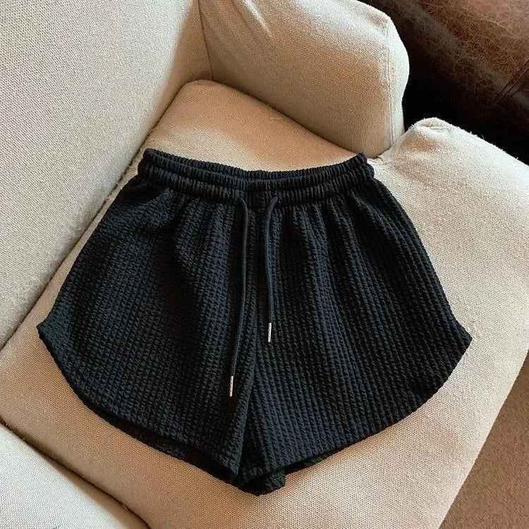 High Waist Drawstring Sweat Shorts
