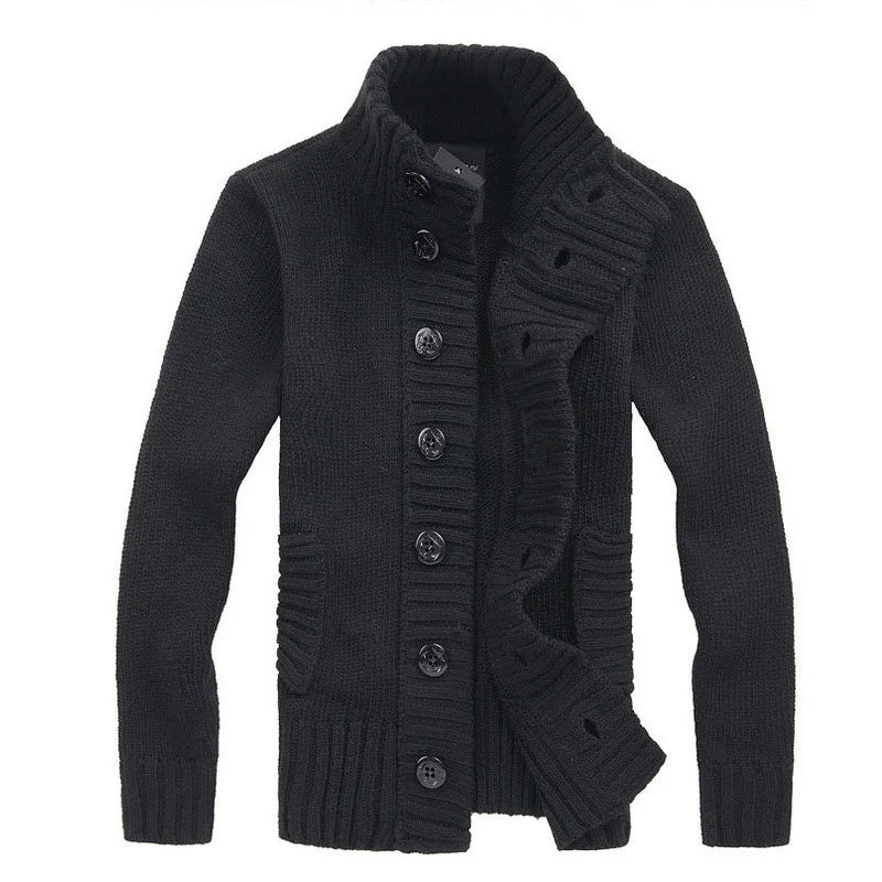 Buttoned Stand Collar Cardigan