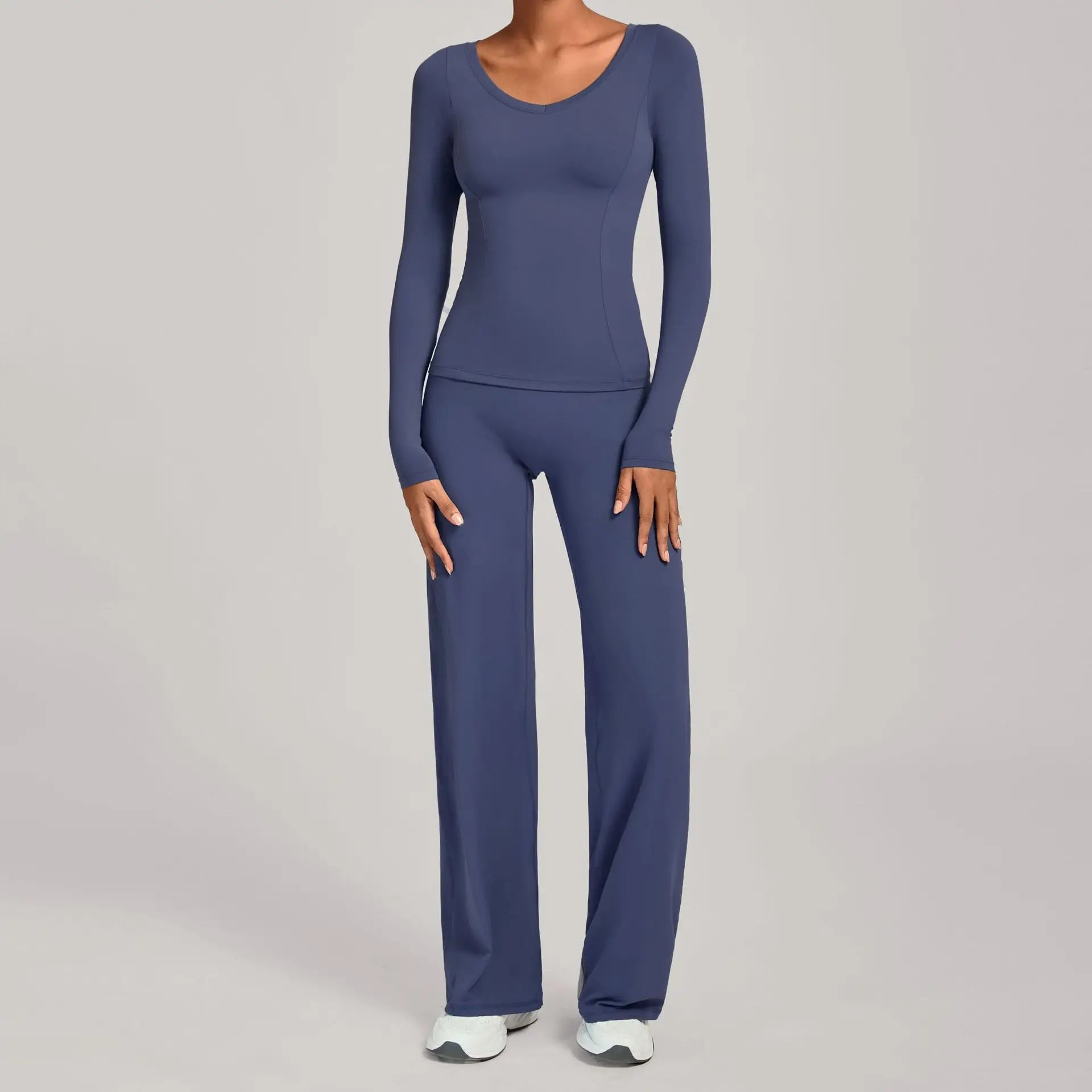 2PCS Yoga Set Women Yoga Pant Workout Tracksuit Sportswear Gym High Waist Straight Leg Bottoms Fitness Bta Sports Suit XP01