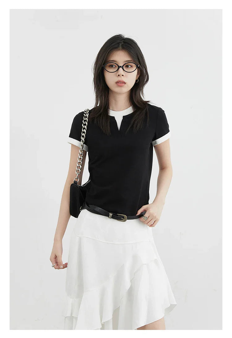 Color Contrast Patchwork Sport Tee