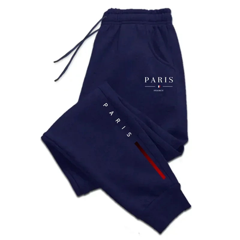 Stylish high-grade sweat joggers for city men, unique Paris print, multi-scene trousers for travel, sports and home leisure.