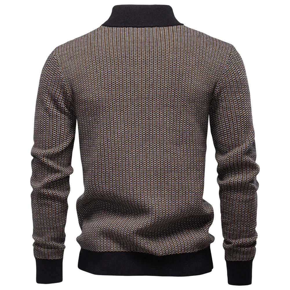 Striped Mock Neck Knit Sweater