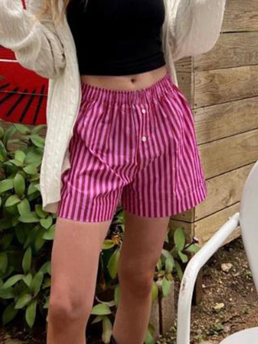 Elastic Waist Solid Summer Shorts
