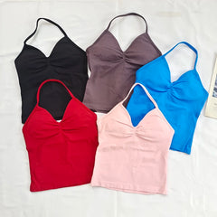 Women's Sexy Sports Bra - Open Back Design, Breathable Stretchy Fabric for Yoga - Elegant Solid Color All-Season Activewear