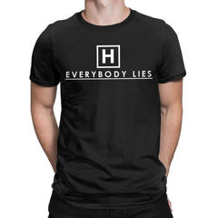 Men T-Shirts Dr Gregory House MD Vintage 100% Cotton Tees Short Sleeve Everybody Lies  T Shirts O Neck Clothes Adult