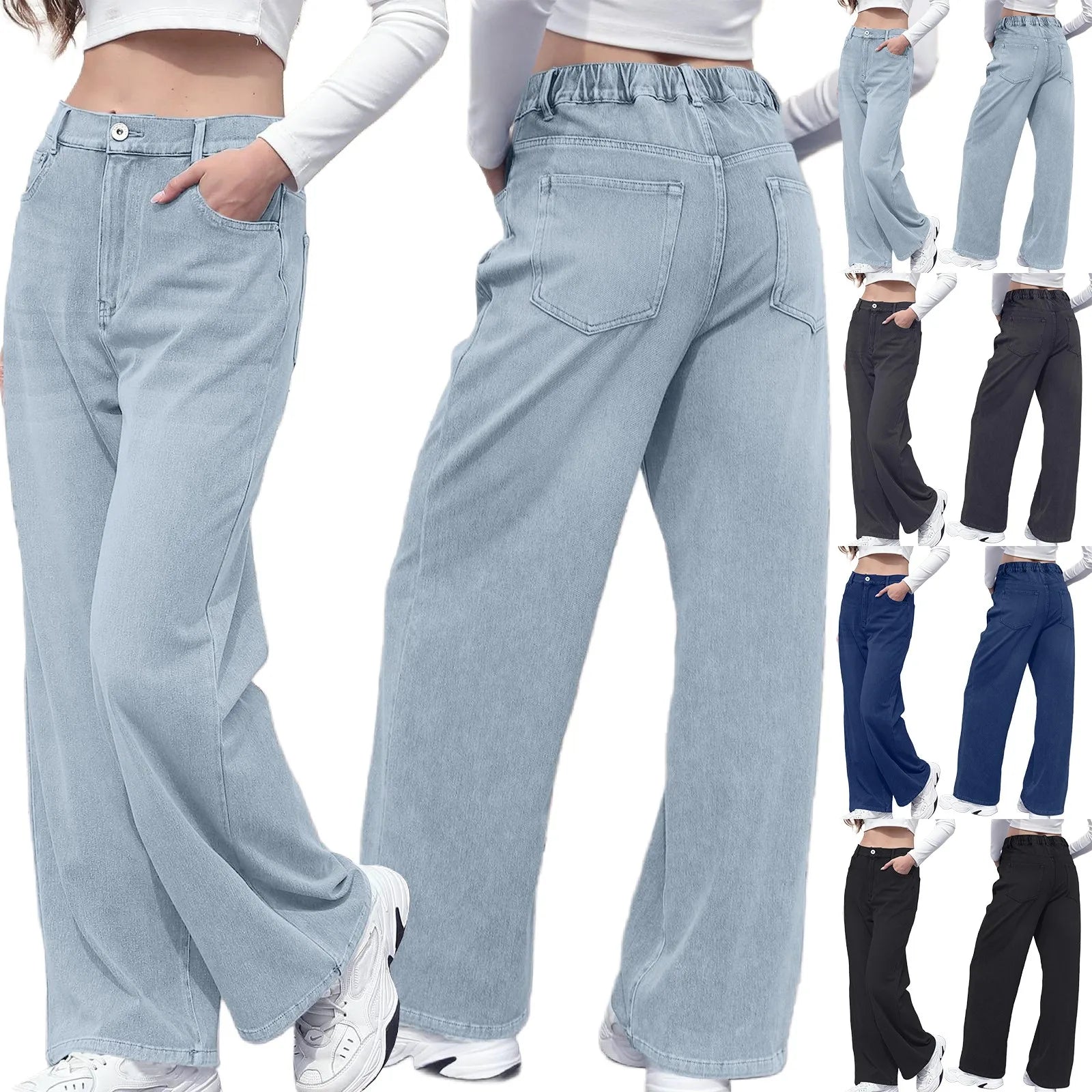 High Waist Draped Straight Jeans