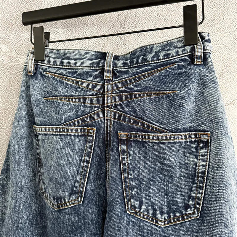 High Waist Straight Denim Pants