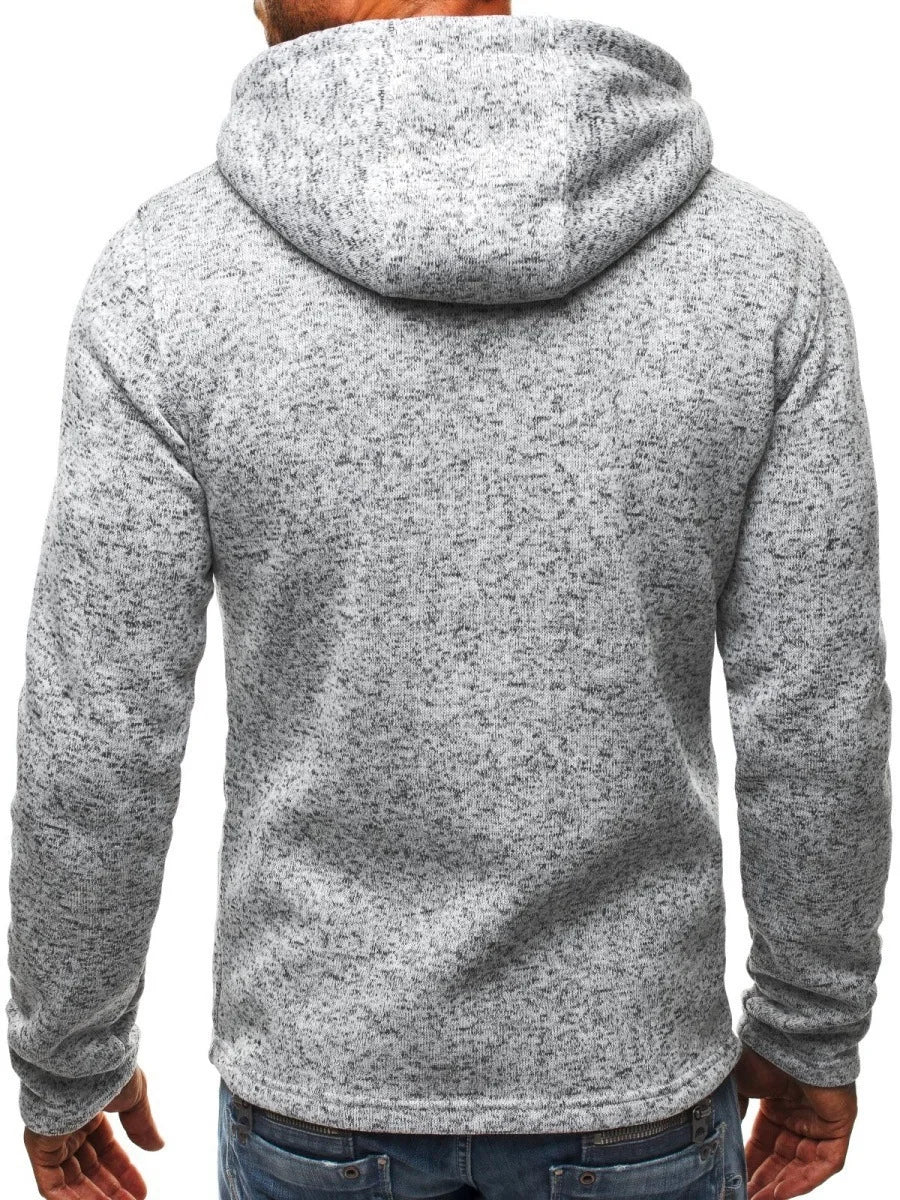 Men's Hoodie with Side Zipper Pockets Thin Wool Solid Color Tracksuit Casual Everyday Outdoor Hooded Tracksuit Long Sleeves