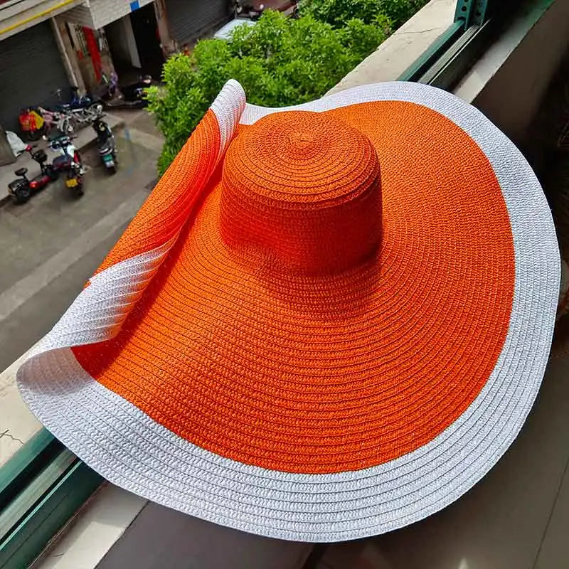 60cm Oversized Foldable Straw Sun Hat