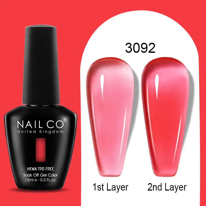 NAILCO 15ml Colorful Jelly Gel Nail Polish Gorgeous Color HEMA TPO FREE Soak Off UV LED Semi Permanent Long Wear Gel Varnish
