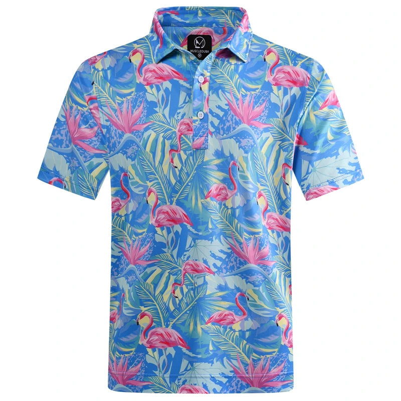 Hawaiian Print Streetwear Polo Shirt
