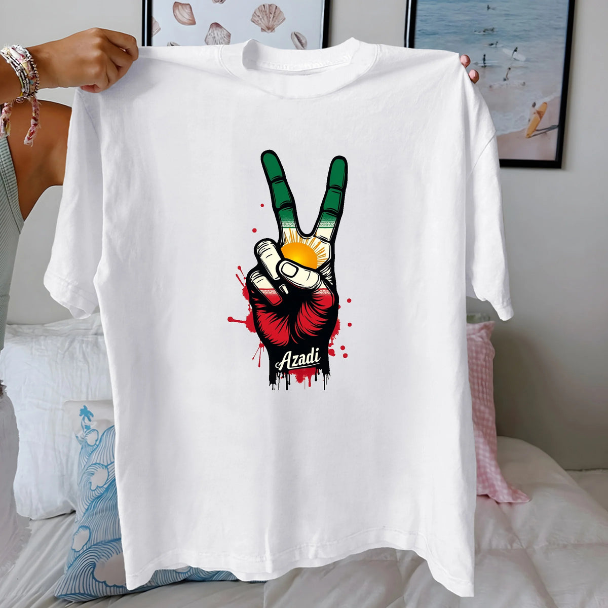 Peace Sign Hand Gesture Cotton T-Shirt