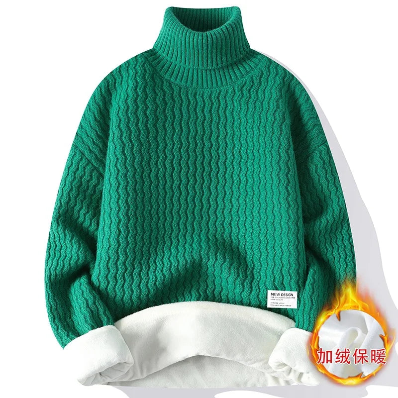 New Winter Men Fleece Warm Turtlenecks Sweaters Man Loose Casual Knitted Pullovers High Quality Male Pullovers Thicker Clothing