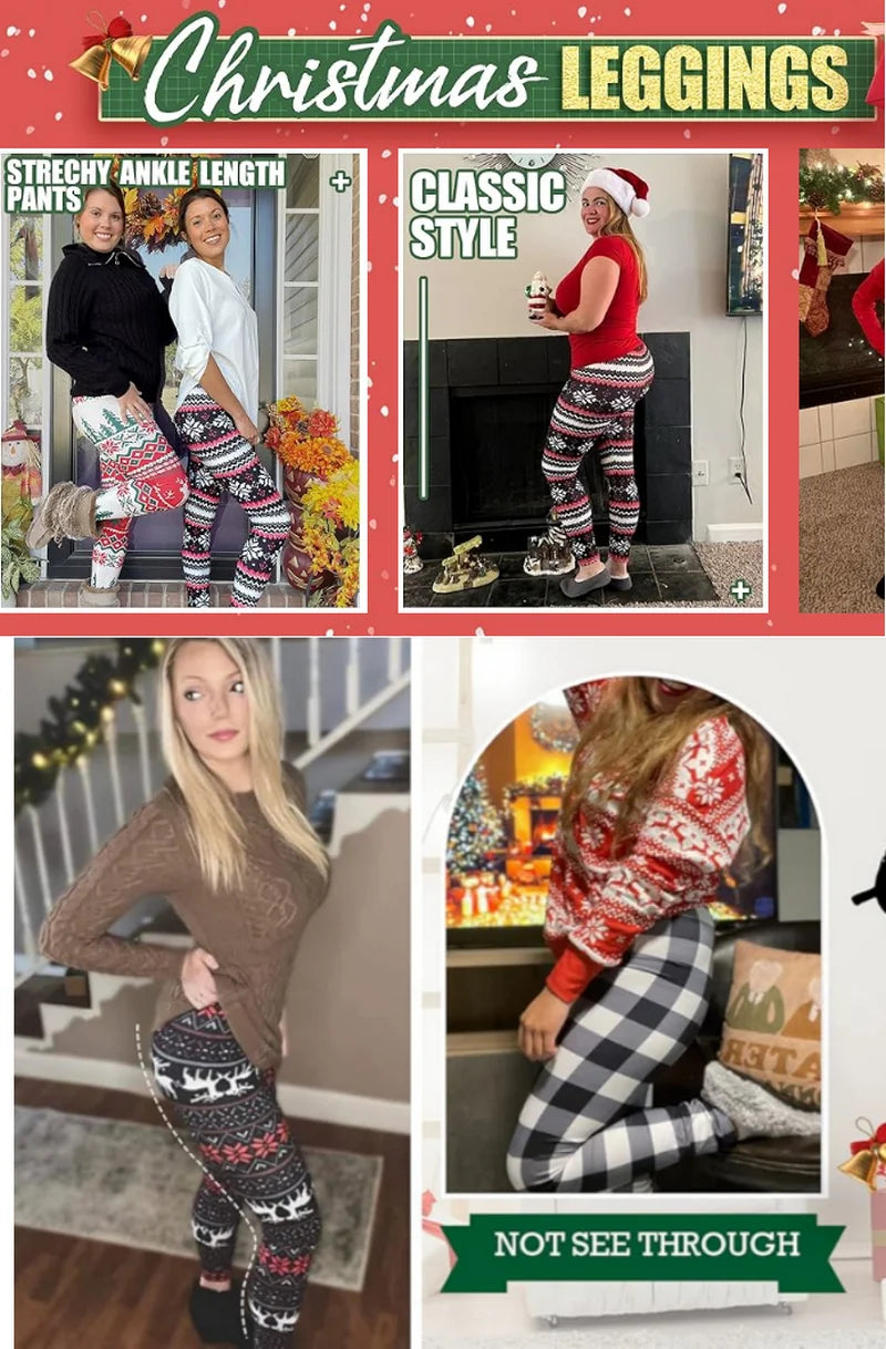 Christmas Leggings  Fashion Milu Deer Printing Festival Ultra Soft Brushed Pants Ankle Length Black Deals