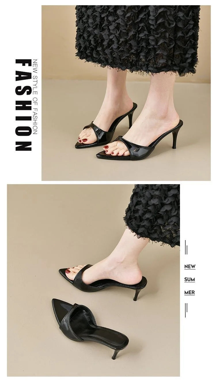 Women's High Heels Summer Slippers Women Sandals Fashion Classic Pointy Open Toe Stiletto Heels Sexy 2026 High-heeled Slippers
