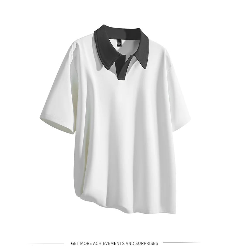Oversized Contrast Summer Polo Shirt