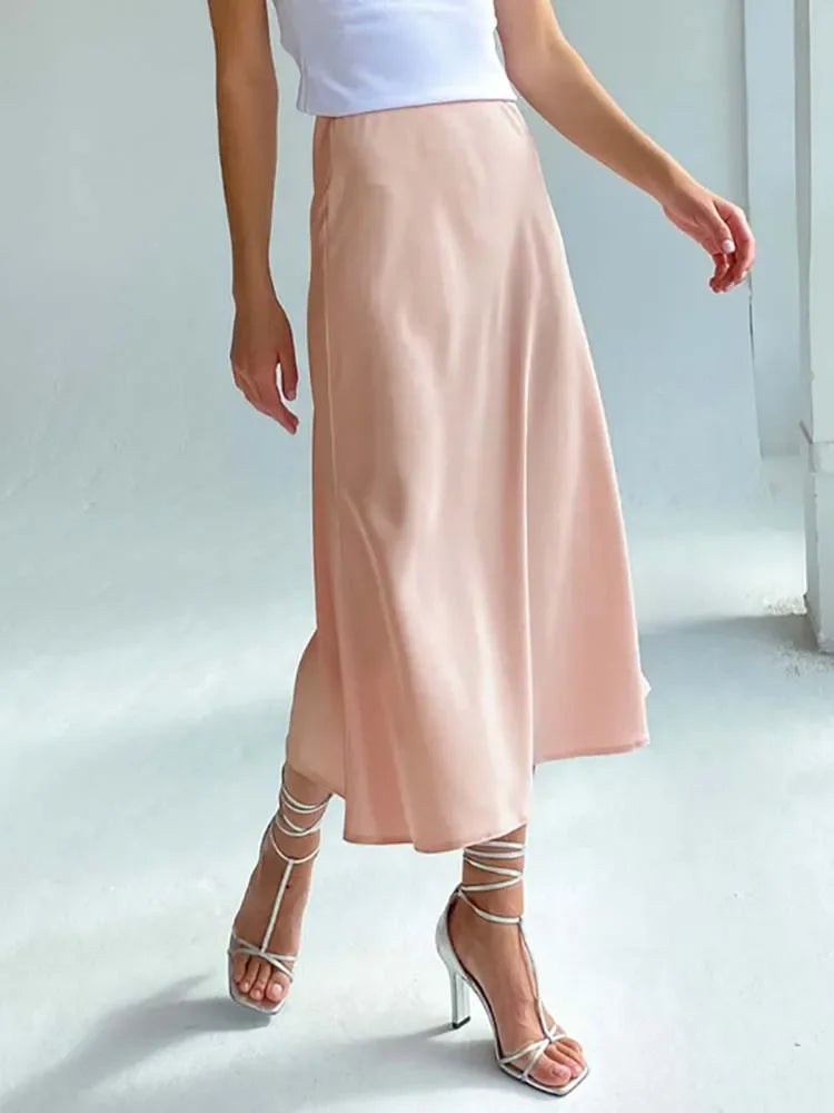Elegant Satin A-Line Summer Skirt