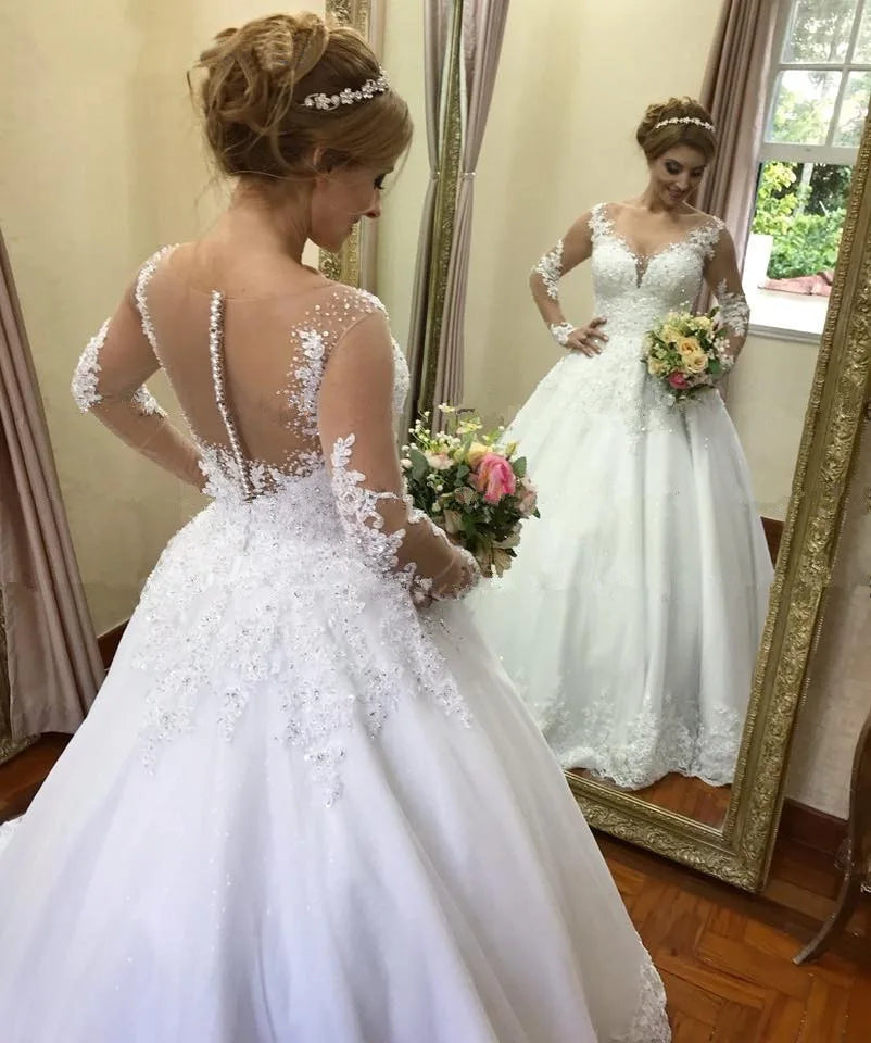 Vestido De Noiva Renda Wedding Dress 2022 Robe Mariage Sexy Bohemian Long Sleeve Wedding Dresses Bride Dress Casamento