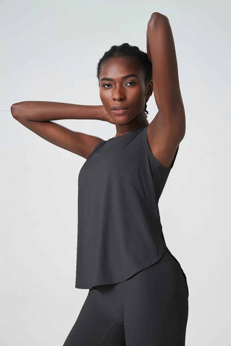 Yoga Sport Top Women Gym T Shirt Workout Clothing Wear Loose Cover Hip Shirt Quick Dry Vest Cropped Blouse Cool Tank Tops