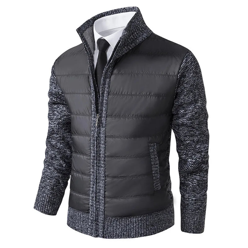 Autumn Winter Sweaters for Men Casual Knitted Sweaters Large Size Solid Color Plus Velvet Cardigan Knitted Sweater Cotton Coat