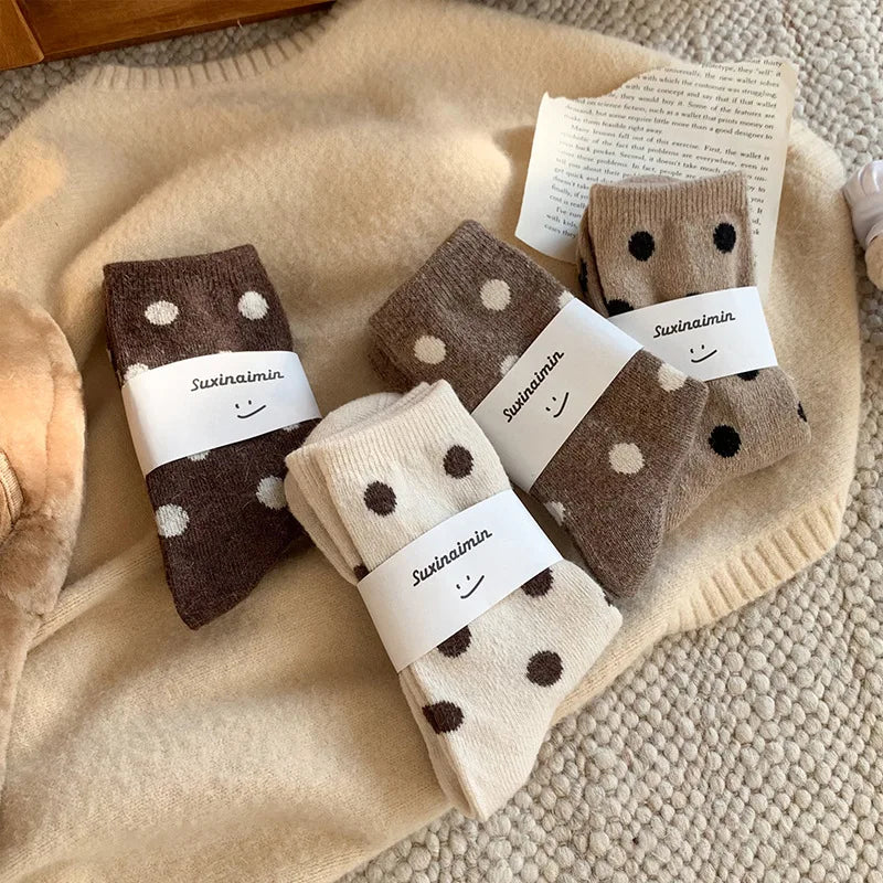 Polka Velvet Winter Socks