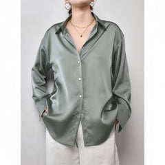 Elegant Korean Satin Office Shirt